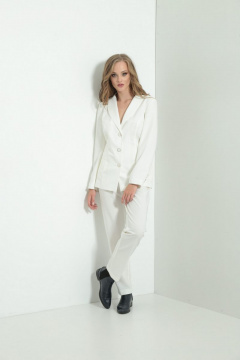 Деловые белые брюки с высокой талией и карманами AMORI 5118 белый - фото 2