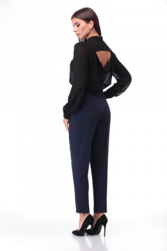 Завышенные брюки с складками и карманами из текстильной ткани DNM 028 синий - фото 2