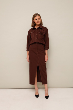 Костюм из джинсовой ткани с жакетом и юбкой-миди PUR PUR 11-286/7 - фото 1