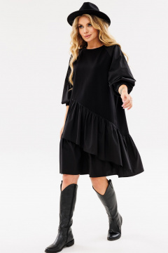 Черное трикотажное платье А-силуэта с рукавом реглан Ambera Style 1000 черный - фото 1