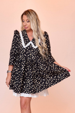 Демисезонное платье-юбка из хлопка с кружевной рюшей и рюшами Sisters Solonko П-2 - фото 1