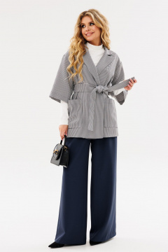 Деловой костюм из текстиля с брюками и укороченным жакетом Amberа Style 2085-1 графит - фото 5