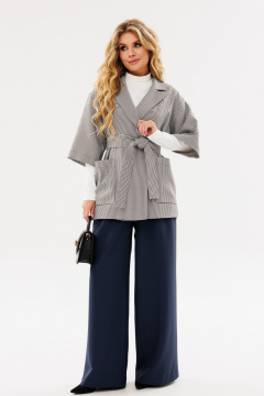 Деловой костюм из текстиля с брюками и укороченным жакетом Amberа Style 2085-1 графит - фото 4