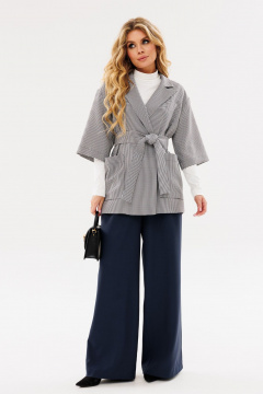 Деловой костюм из текстиля с брюками и укороченным жакетом Amberа Style 2085-1 графит - фото 3