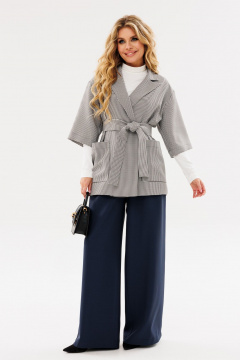 Деловой костюм из текстиля с брюками и укороченным жакетом Amberа Style 2085-1 графит - фото 1