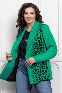 Жакет с анималистичным принтом и классическим кроем Gold Style 2661 зеленый - фото 4