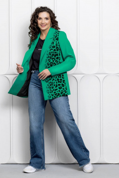 Жакет с анималистичным принтом и классическим кроем Gold Style 2661 зеленый - фото 3