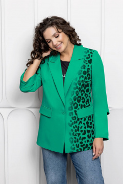 Жакет с анималистичным принтом и классическим кроем Gold Style 2661 зеленый - фото 1