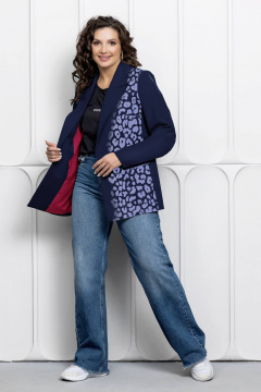 Жакет с принтом и приталинованием для капсульного гардероба Gold Style 2661 темно-синий - фото 4