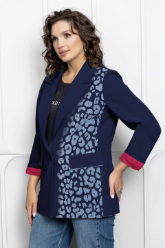 Жакет с принтом и приталинованием для капсульного гардероба Gold Style 2661 темно-синий - фото 3