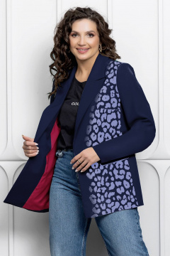 Жакет с принтом и приталинованием для капсульного гардероба Gold Style 2661 темно-синий - фото 2