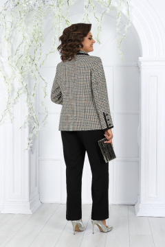 Деловой костюм из ткани гусиная лапка с юбкой Ninele 6018 гусиная лапка_черный - фото 2