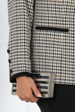 Деловой костюм из ткани гусиная лапка с юбкой Ninele 6018 гусиная лапка_черный - фото 5