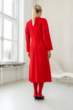 Платье миди с застроченными складками и талиевыми вытачками SILVERSPICE S-5423  красный - фото 2