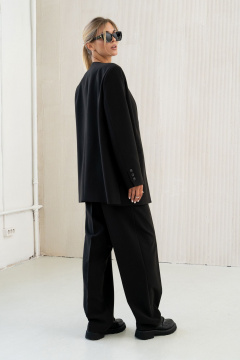 Деловой костюм из текстиля свободный жакет и брюки SILVERSPICE S-1418 - фото 2