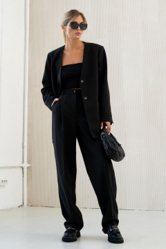 Деловой костюм из текстиля свободный жакет и брюки SILVERSPICE S-1418 - фото 5