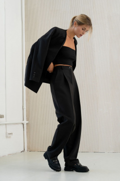 Деловой костюм из текстиля свободный жакет и брюки SILVERSPICE S-1418 - фото 3