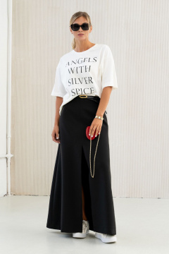 Юбка-макси расклешенная с разрезом и потайной молнией SILVERSPICE S-4406 черный - фото 2