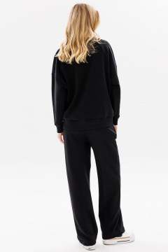 Черный демисезонный спортивный костюм с дизайнерской печатью GO F3083/40-02. 164-170 - фото 5