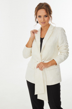 Жакет из костюмной ткани с поясом-бантом Condra 15086 кремовый - фото 3