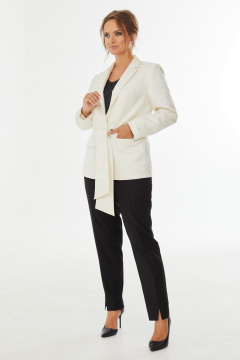 Жакет из костюмной ткани с поясом-бантом Condra 15086 кремовый - фото 2