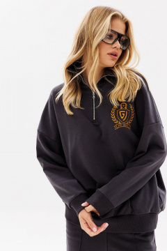 Демисезонный женский джемпер из хлопка с вышивкой, спортивный стиль GO F4077/30-03. 164-170 - фото 3