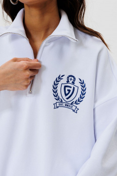 Белый демисезонный джемпер с вышивкой, свободный стиль и комфорт GO F4077/01-01. 170-176 - фото 3