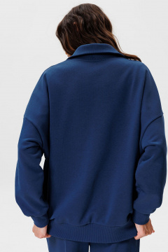 Синий демисезонный джемпер из хлопка с вышивкой, стиль для повседневных образов GO F4077/20-01. 164-170 - фото 3