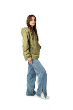 Зеленый демисезонный анорак из дюспо с капюшоном и флисом MT.Style 249761165 - фото 4