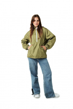 Зеленый демисезонный анорак из дюспо с капюшоном и флисом MT.Style 249761165 - фото 3