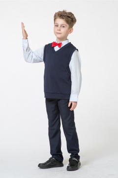 Жилет из трикотажа прямого силуэта для мальчика Франтишка Ш-3504-с-24с-69-с78 темно-синий - фото 3