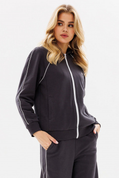 Серый спортивный худи с двойным капюшоном и логотипом GO F4081/30-03. 164-170 - фото 1