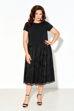 Платье с кружевом и съемным поясом из текстильной ткани IVA 1618 - фото 1