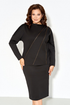 Костюм из трикотажа с джемпером и юбкой с бусинами IVA 1625 - фото 3