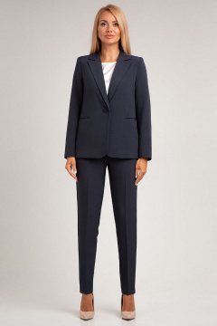 Деловой костюм-двойка с полуприталенным жакетом и брюками IVARI 10403/1 графит_синий - фото 1
