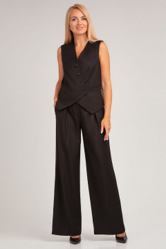Костюм-двойка с асимметричным жилетом и брюками палаццо IVARI 20713 черный - фото 1