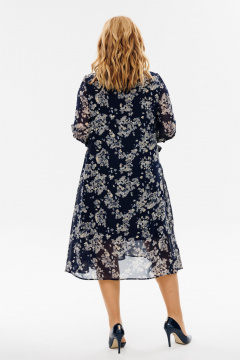 Круглогодичное синее нарядное платье из шифона с воланами и стразами Michel chic 2164 абстракция - фото 5