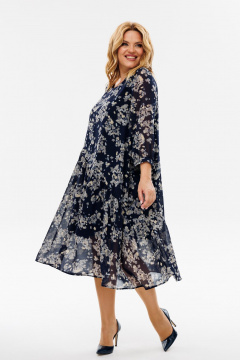 Круглогодичное синее нарядное платье из шифона с воланами и стразами Michel chic 2164 абстракция - фото 4