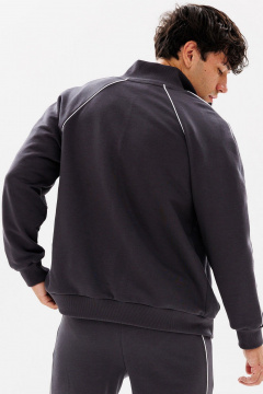 Серый джемпер с логотипом и карманами из трикотажа GO M4082/30-03. 182-188 - фото 3