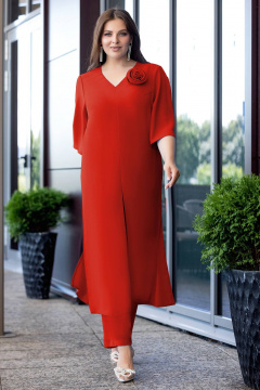 Стильный комплект из туники и брюк из струящейся ткани Gold Style 2660 красный - фото 5