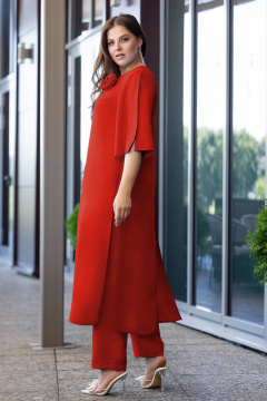 Стильный комплект из туники и брюк из струящейся ткани Gold Style 2660 красный - фото 4