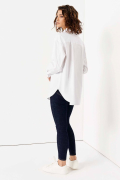 Белая деловая блузка с ярким принтом и длинным рукавом Панда 139843w белый - фото 4