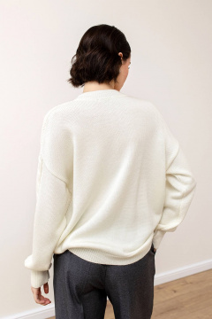 Белый классический джемпер с длинным рукавом и резинкой Romgil 922ШТЗ молочный - фото 2