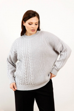 Серый трикотажный джемпер с длинным рукавом и спущенным плечом Romgil 922ШТЗ светло-серый - фото 1