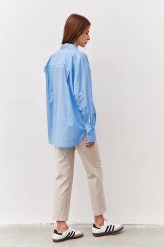 Гладкая хлопковая блузка длинным рукавом и складками Luitui R5067 - фото 4