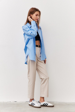 Гладкая хлопковая блузка длинным рукавом и складками Luitui R5067 - фото 2