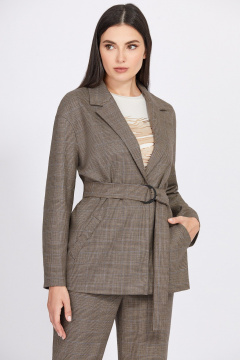 Бежевый жакет с клетчатым рисунком в деловом стиле Bazalini 4922 - фото 2