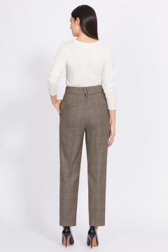 Бежевые брюки со стрелками из текстиля с эластиными волокнами Bazalini 4923 - фото 3