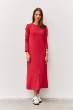 Трикотажное платье с прилегающим верхом и трапецией Luitui R1078 красный - фото 1