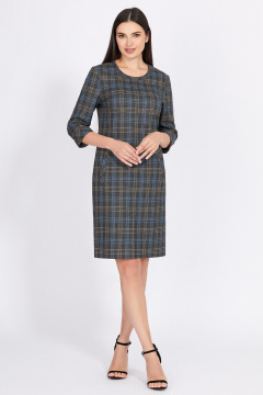 Платье-футляр с шлицей и клеткой для делового образа Bazalini 4959 - фото 1